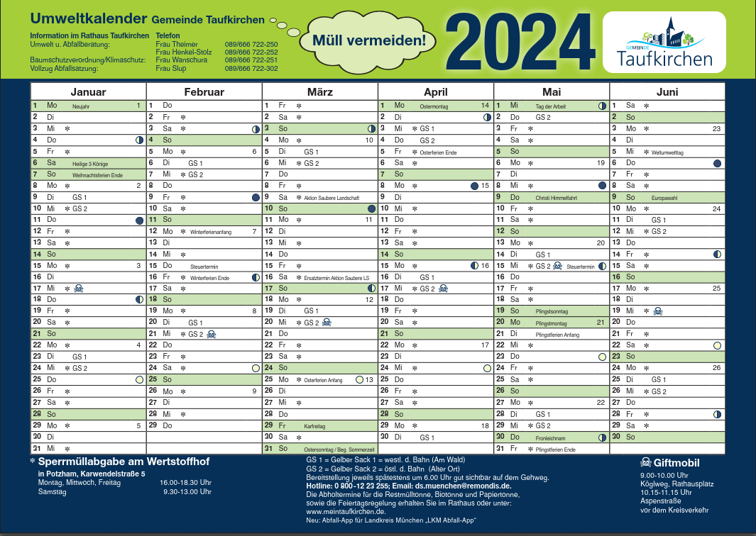 Umweltkalender Taufkirchen 2024
